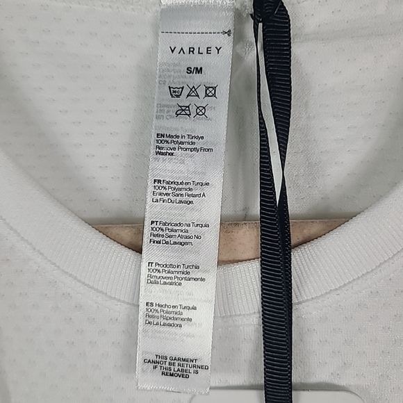 Varley Women's Dacey Longline Tank White Crew Neck Mesh Active Gym Top Sz S/M - Picture 3 of 6
